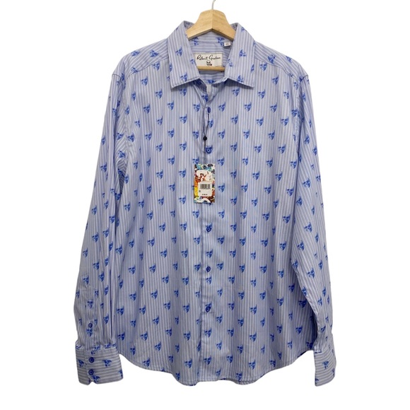 NWT Robert Graham Hockney Skull-Print Button-Down Shirt in Blue  Size XL - Picture 7 of 16